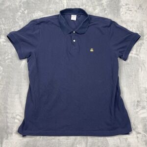 Brooks Brothers Polo Shirt Mens 2XL Side Blue Slit Slim Fit Short Sleeve Popover